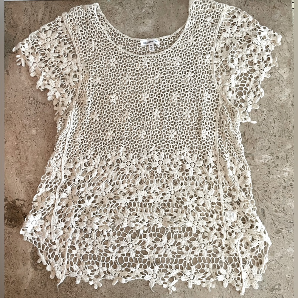🍁50% Off Fall Sale Roommates Floral Crochet Tee